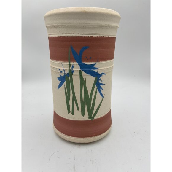 Vintage Signed Wine Chiller Pottery Vase Wine Chateau Elan 9" - Picture 10 of 13